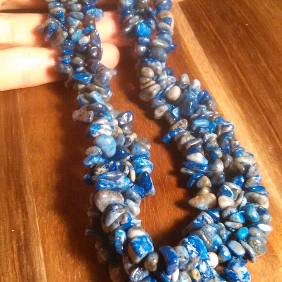 Lapis Lazuli Multi-Strand Stainless Steel Necklace - Picture 5 of 7